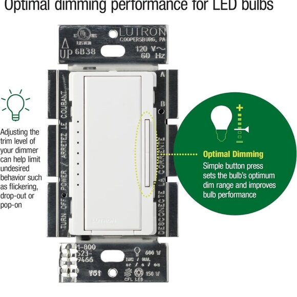 Brand New Lutron (MACL-153MR-WH) Maestro Multi Location Dimmer - Picture 3 of 6